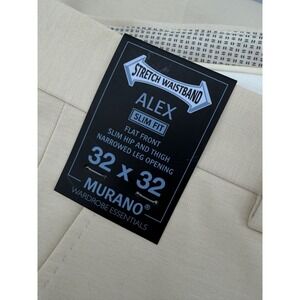 Murano Alex Slim Fit Dress Pants 32x32 Stone Stretch Flat‎ Front Performance NWT